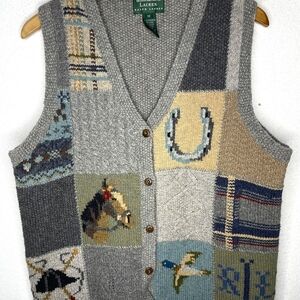 Lauren Ralph Lauren Multicolor Patchwork Knit Vest